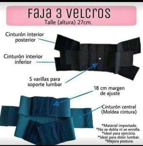Faja corta de 3 velcros - Imagen 2