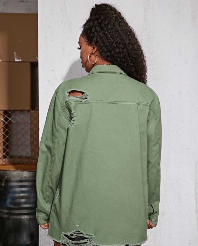 Cazadora denim de hombros caídos con diseño roto - Imagen 2