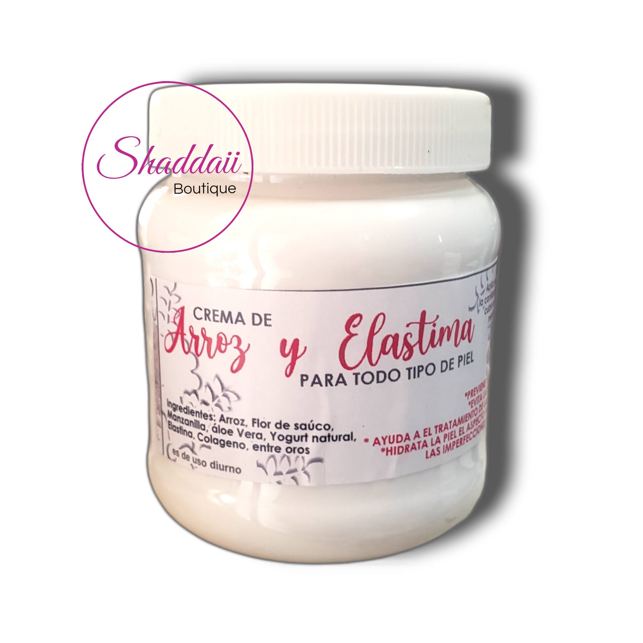 Crema aclaradora de elastina y arroz